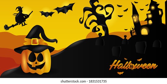 Realistic halloween background design vector