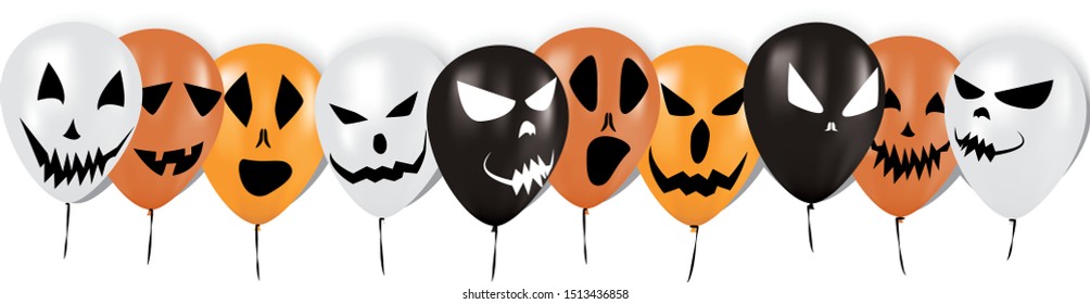 realistic halloween balloons with face vector 