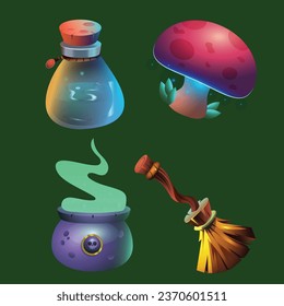 realistic halloween elements collection vector design illustration