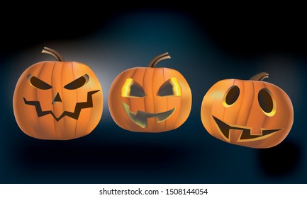realistic halloween pumpkin vector isolated