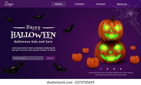 Realistic Halloween Sale Landing Page Background Premium Vector