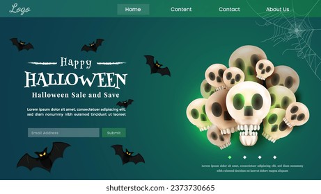 Realistic Halloween Sale Landing Page Background Premium Vector