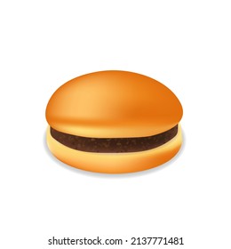 Realistic hamburger or sandwich with meat Fast food meal