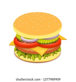 Realistic hamburger sandwich vector design illustration isolated on white background