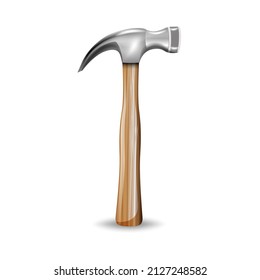 Realistic hammer vector illustration on white background.