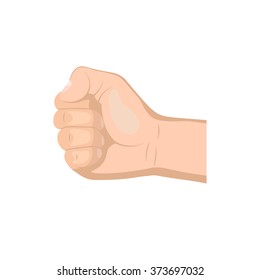 Realistic hand with clenched fist isolated on a white background. Flat design