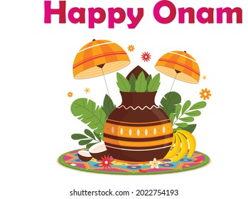 Realistic Hand drawn Indian onam festival  Modern Template card poster design free vector illustration 
