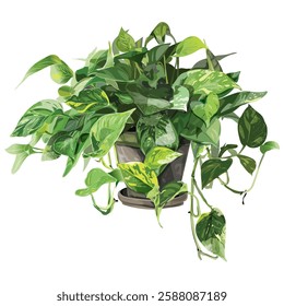 Realistic hand drawn indoor plant money plant vector illustration