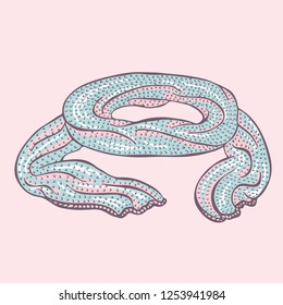 Realistic hand drawn knitted scarf. Vector illustration knitted seasonal winter traditional accessories with ornament 