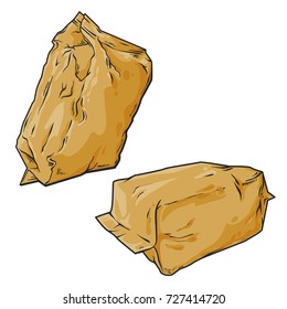 Realistic hand drawn sketch for package, vector cartoon illustration isolated on white background