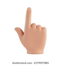 A realistic hand gesture pointing upwards with the index finger, isolated on white background