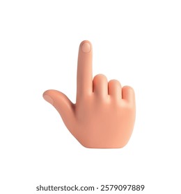 A realistic hand gesture pointing upwards with the index finger, isolated on white background