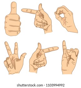 realistic hand gesture. vector illustration on white background 