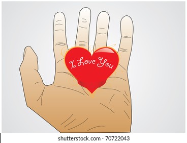 realistic hand holding heart vector eps8