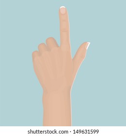 Realistic Hand Pointing or Swiping - All shading done with solid colors - no gradients or transparencies used 