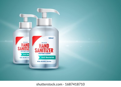 Realistic Hand Sanitizer Bottle In 3d Style