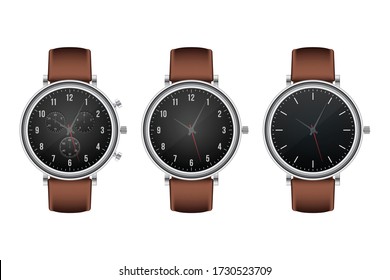 Ilustración vectorial de reloj de mano realista aislada en fondo blanco