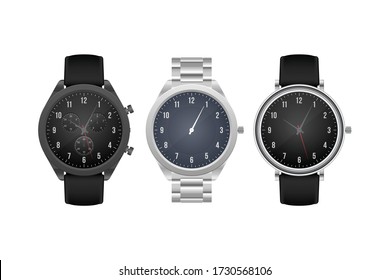 Ilustración vectorial de reloj de mano realista aislada en fondo blanco