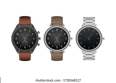 Realistic hand watch vector illustration isolated on white background