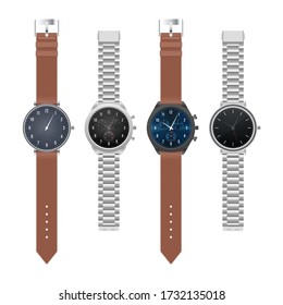 Ilustración vectorial de reloj de mano realista aislada en fondo blanco