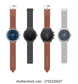 Realistic hand watch vector illustration isolated on white background