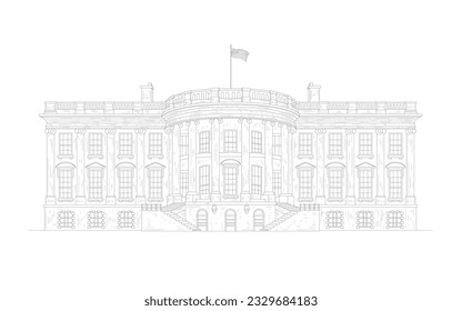 Realistic hand-drawn white house illustration