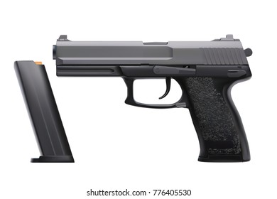 realistic handgun on white