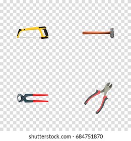 Realistic Handle Hit, Tongs, Forceps Vector Elements. Set Of Tools Realistic Symbols Also Includes Instrument, Pliers, Arm Objects.