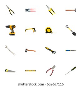 Realistic Handle Hit, Tongs, Spanner Vector Elements. Set Of Instruments Realistic Symbols Also Includes Screwdriver, Nippers, Tool Objects.