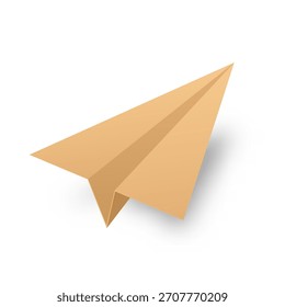 Plano de papel hecho a mano realista sobre fondo transparente. Avión de origami en estilo plano. Ilustración vectorial.