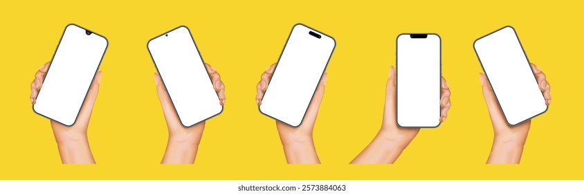 Realistic Hands Holding Smartphones and Mobile Phones - Mockup for Website Banners, Social Media Ads, Print Promotions, Leaflets, Brochures, and Flyers