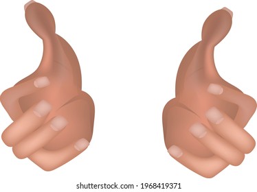 Realistic hands. Nice manicure. Hand pose. Vector clipart.