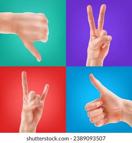 realistic hands on a colored background