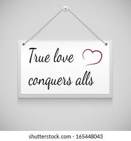 Realistic hanging advertisement canvas with text, panel, billboard, banner. Design element