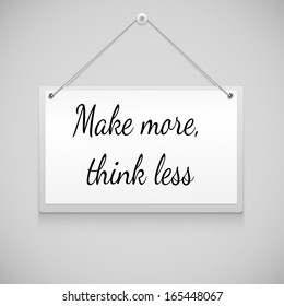 Realistic hanging advertisement canvas with text, panel, billboard, banner. Design element