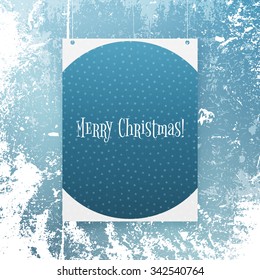 Realistic hanging Christmas Banner with Snowflakes Pattern. Vector Frame for Your Holiday Design