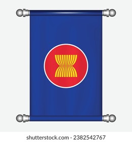 Realistic hanging flag of ASEAN pennant