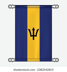 Realistic hanging flag of BARBADOS pennant