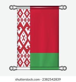 Realistic hanging flag of BELARUS pennant