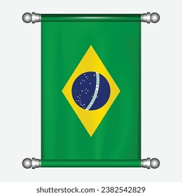 Realistic hanging flag of BRAZIL pennant