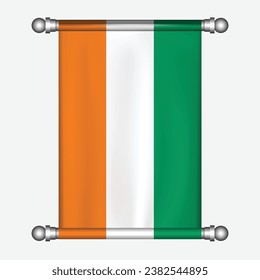 Realistic hanging flag of COTE DIVOIRE pennant