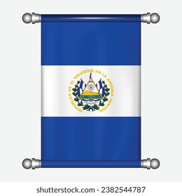Realistic hanging flag of EL SALVADOR pennant