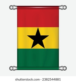 Realistic hanging flag of Ghana pennant