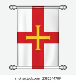 Realistic hanging flag of GUERNSEY pennant