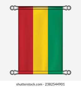 Realistic hanging flag of GUINEA  pennant