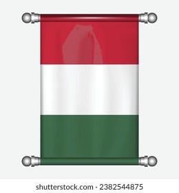 Realistic hanging flag of HUNGARY pennant