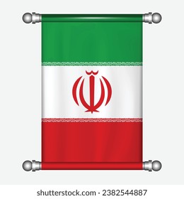 Realistic hanging flag of Iran pennant