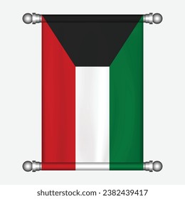 Realistic hanging flag of KUWAIT pennant