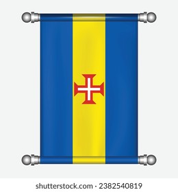 Realistic hanging flag of MADEIRA pennant