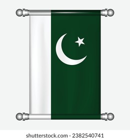 Realistic hanging flag of PAKISTAN pennant